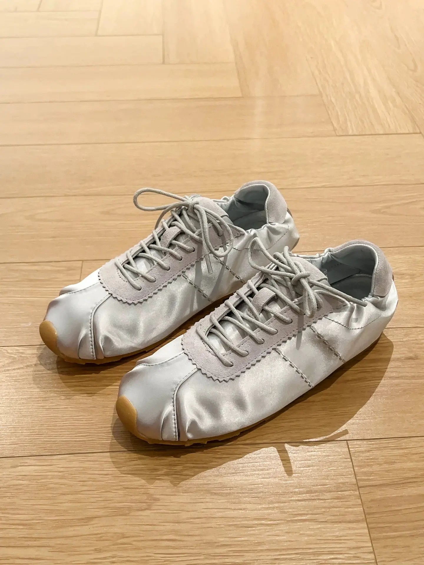 Satin Trainers - Light Grey