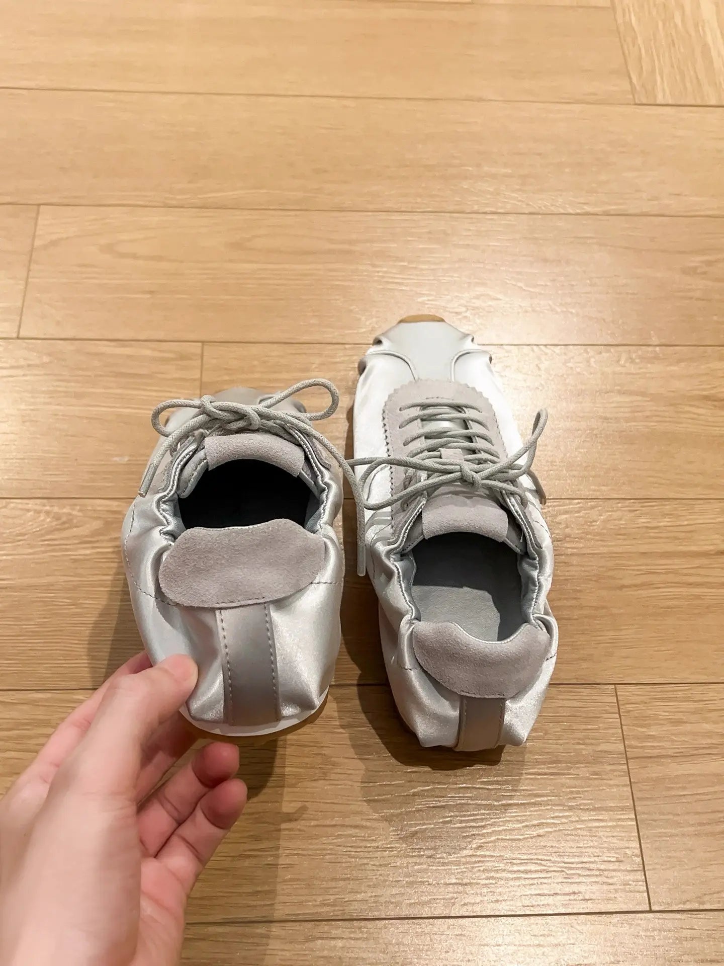Satin Trainers - Light Grey