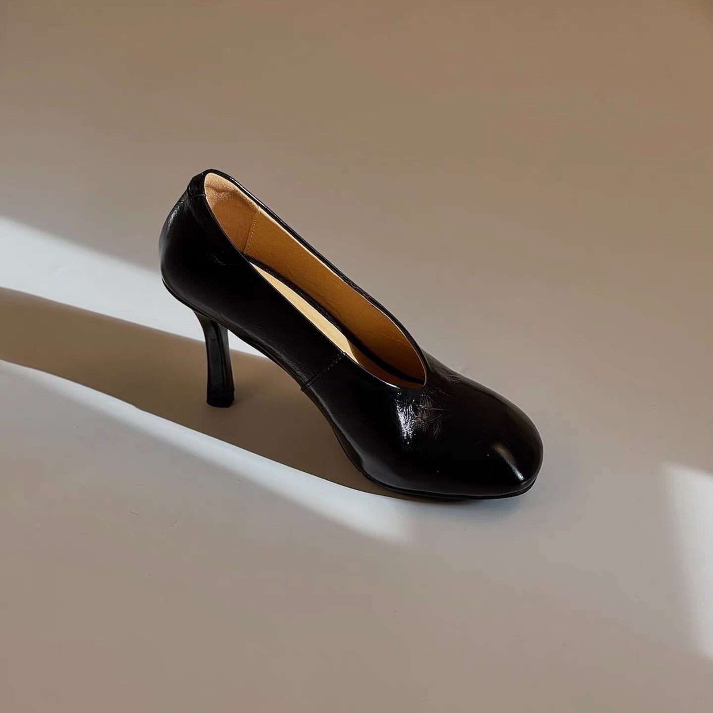 Leather High-heel Shoes - Black