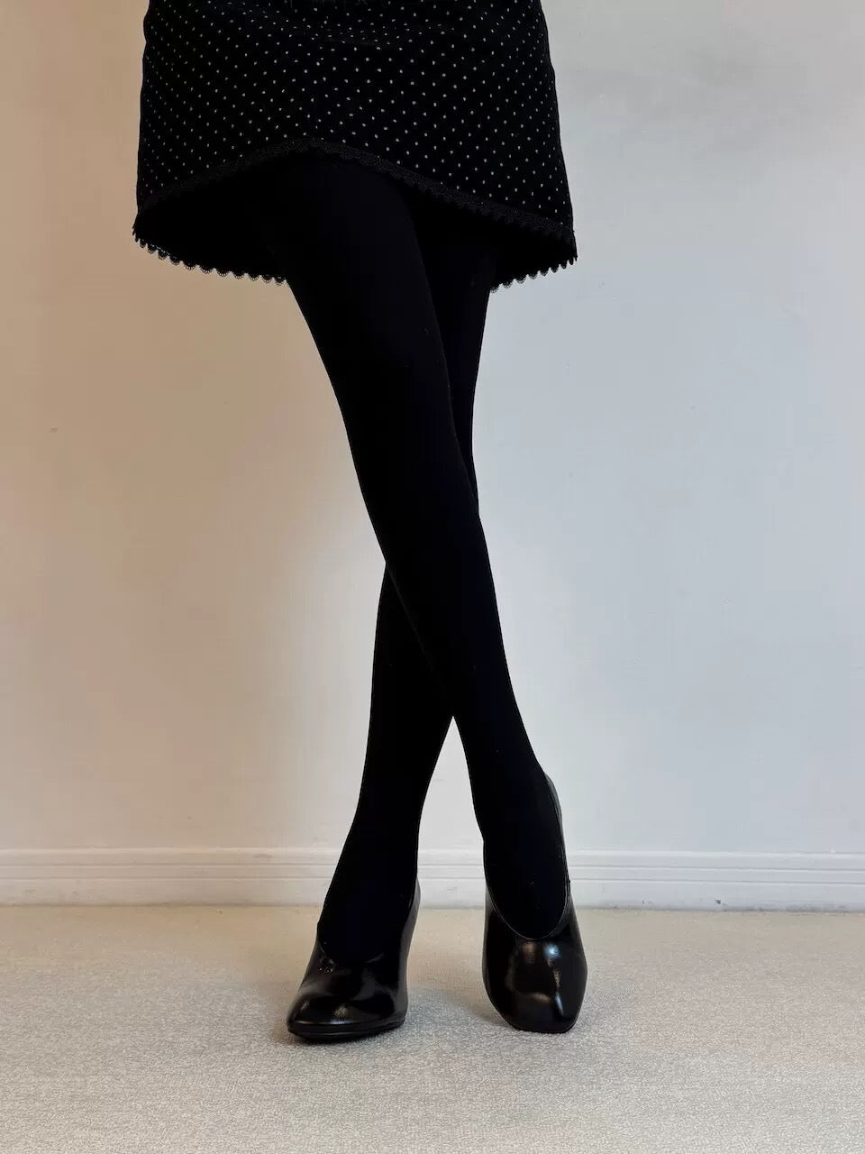 Leather High-heel Shoes - Black