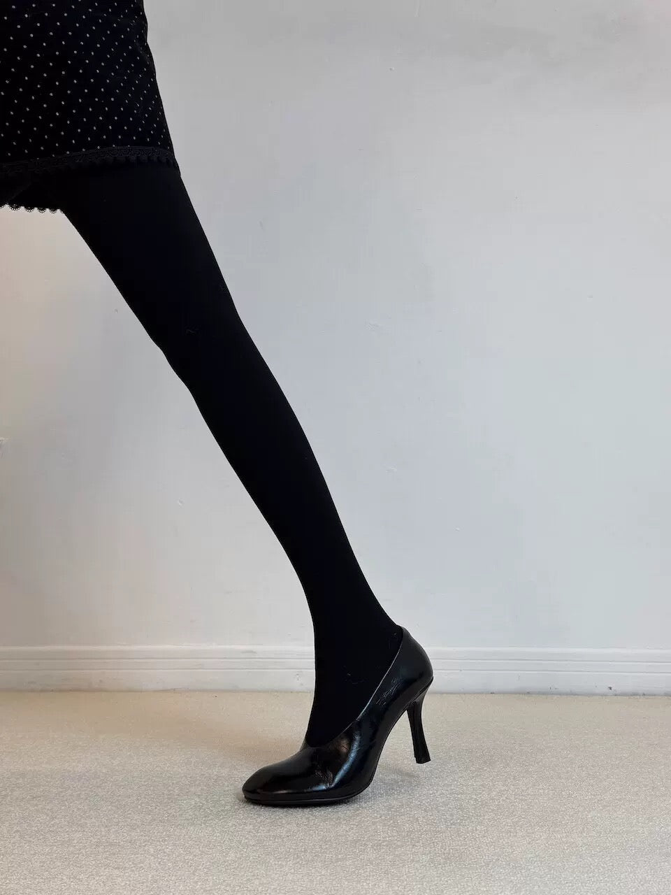 Leather High-heel Shoes - Black