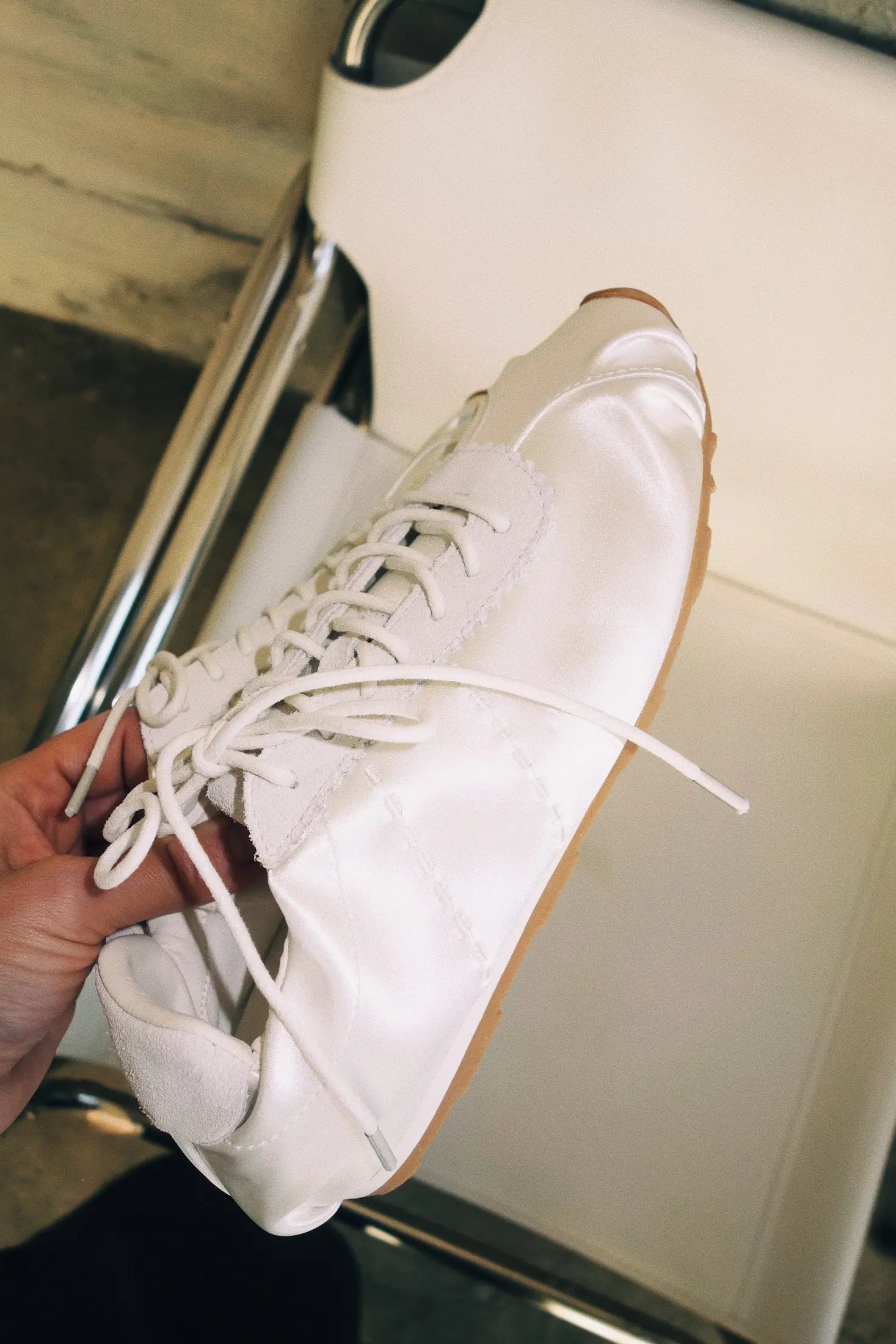 Satin Trainers - White
